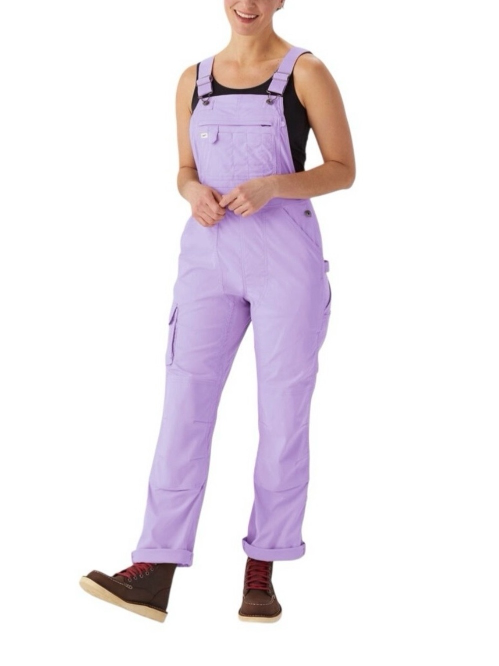Duluth Heirloom gardening bib overalls in lavender